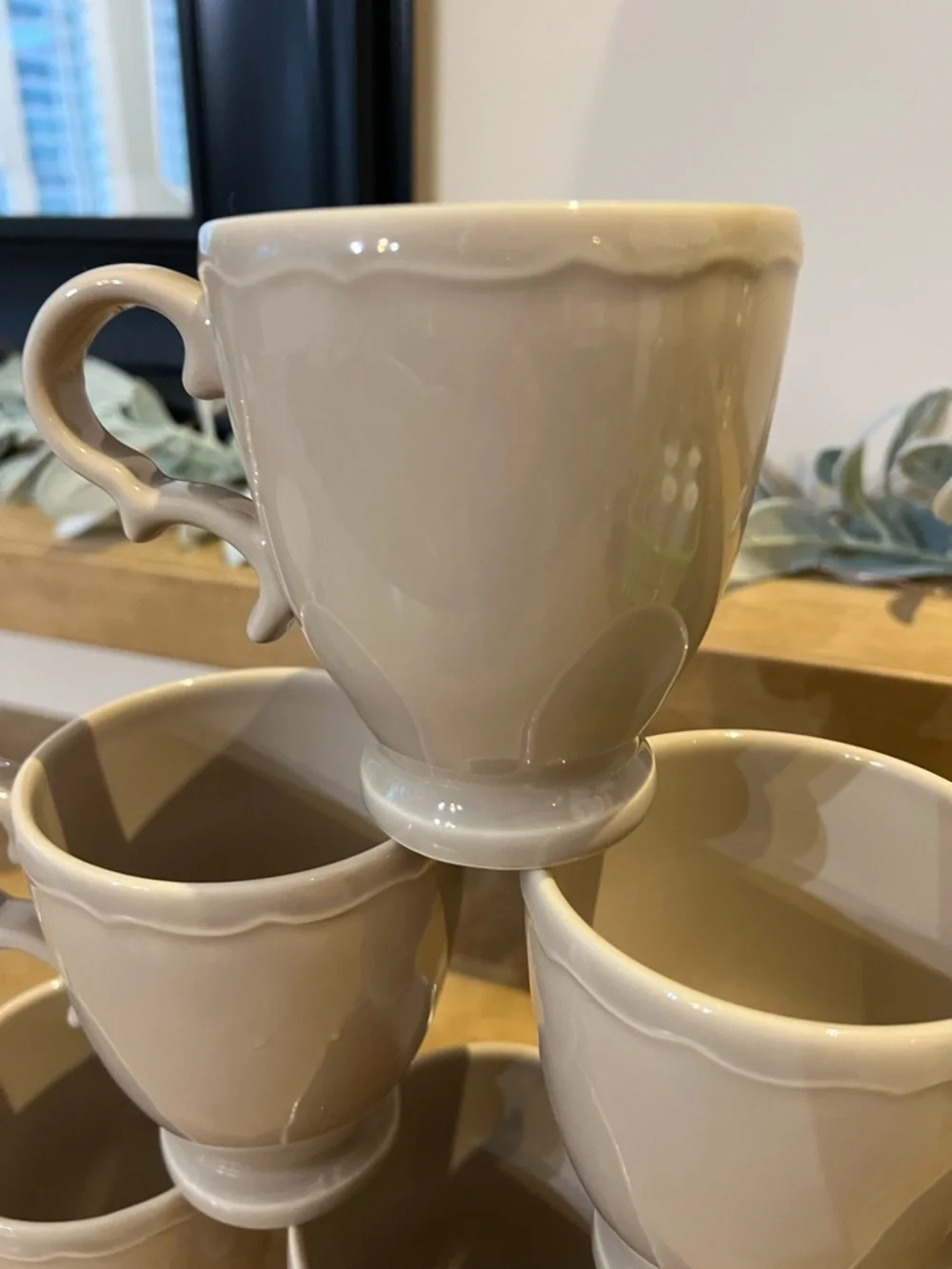 Williams-Sonoma Alexia Mocha Stoneware Mugs Made in Portugal Set/6